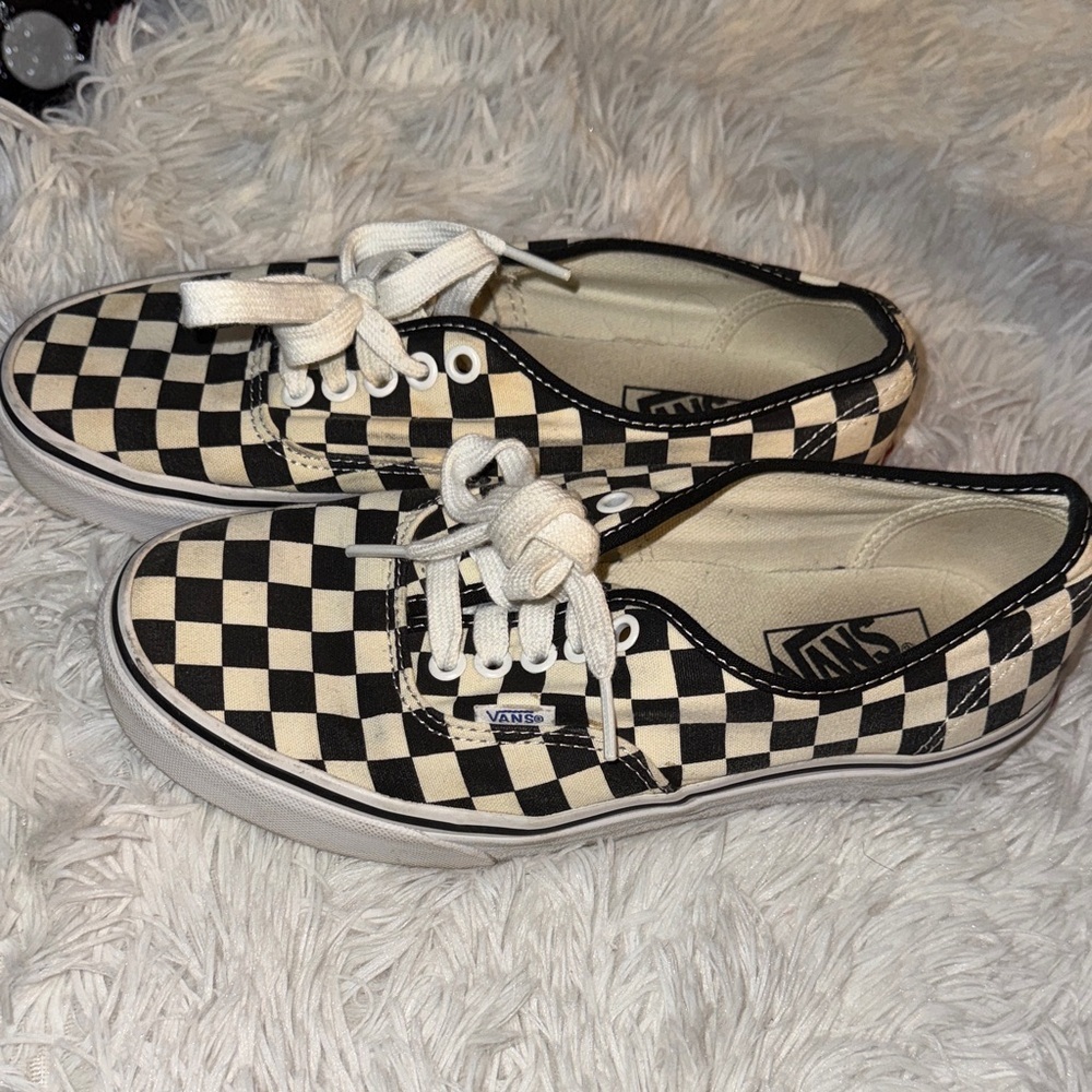 Vans Black and Cream Checkerboard Shoes mens size 7